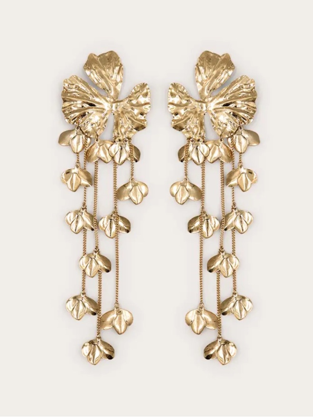 Gold Cascading Flower Statement Earrings